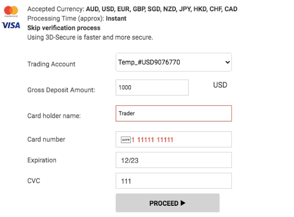 Making a deposit on IC Markets