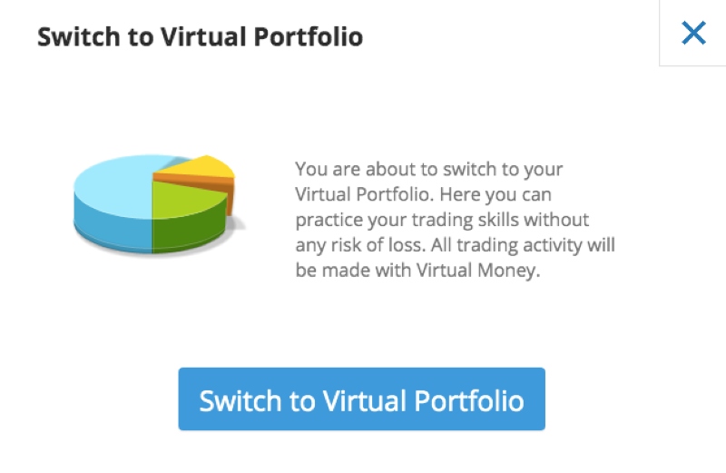 Switching from eToro live account to demo mode