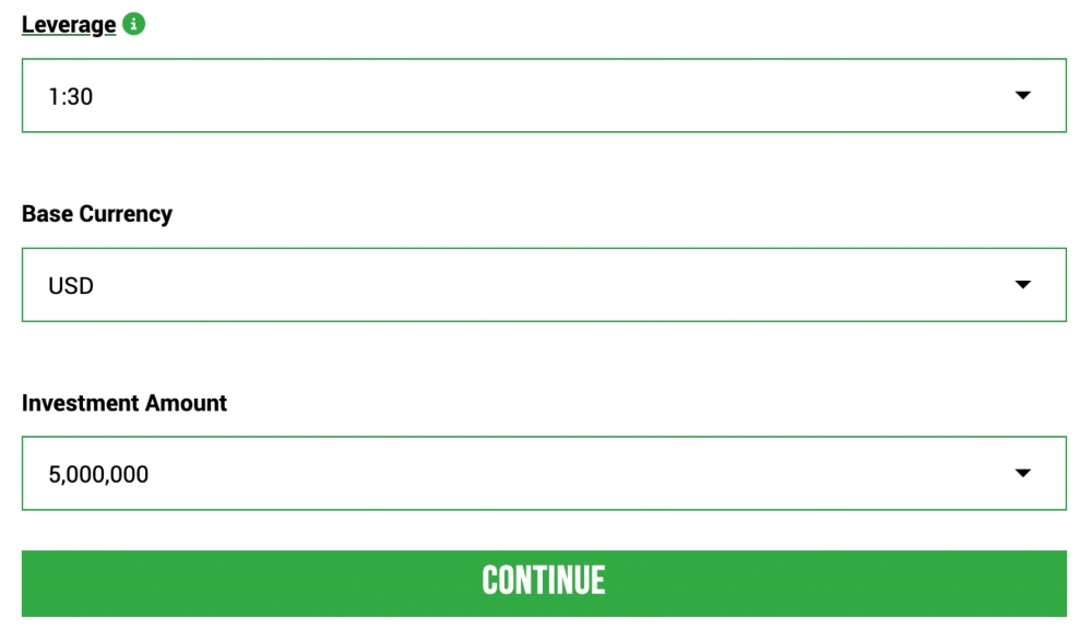 Choosing demo trading account conditions at XM