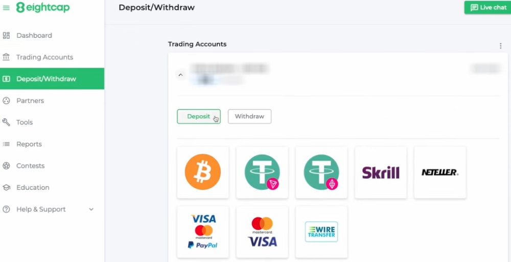 How to deposit on Eightcap