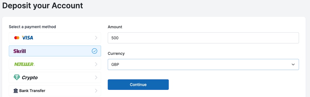 Making a deposit to FXCC forex account