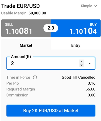 Placing a forex trade on FXCM web platform