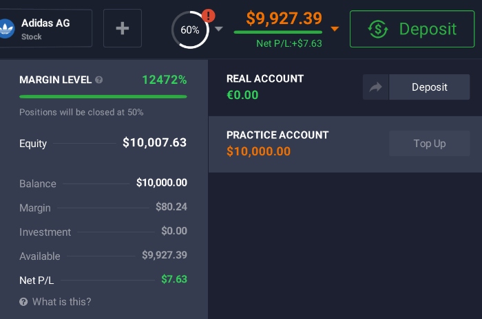 Paper trading account at IQ Option