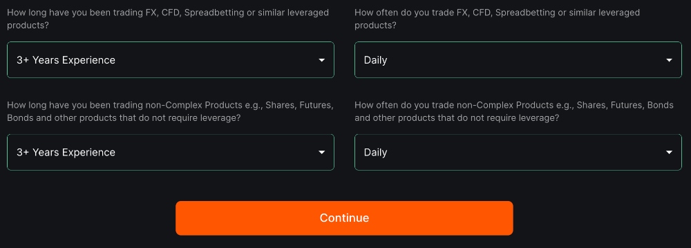 Filling out the FXOpen registration form