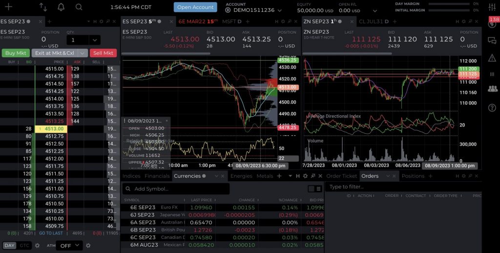 NinjaTrader8 platform interface