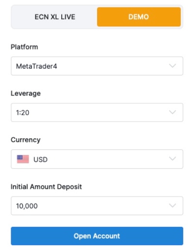 Opening an FXCC demo account