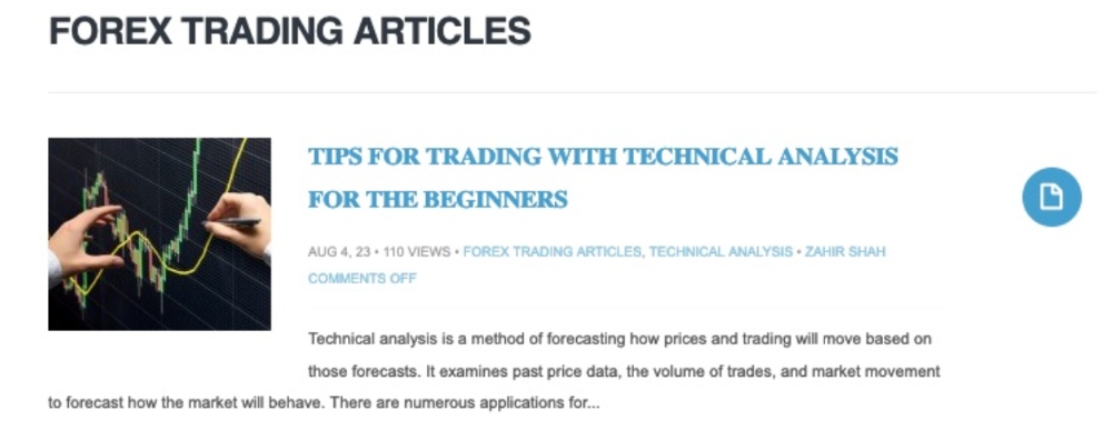 Trading articles available at FXCC broker