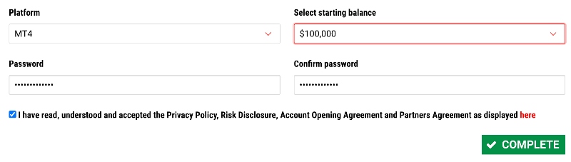 Demo account settings at LQDFX