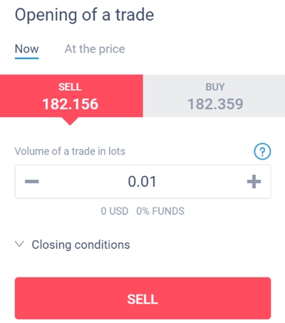 Placing a forex trade on LiteFinance platform