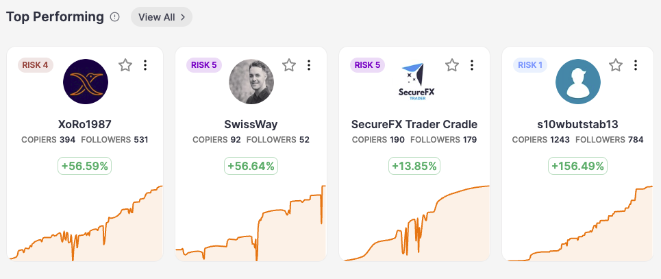 ZuluTrade leaderboard with risk scores