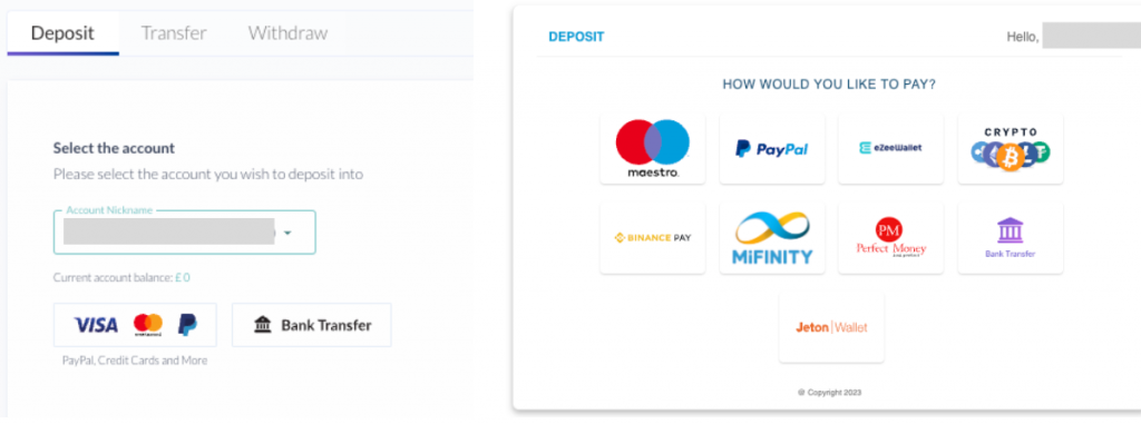 Deposit process at Fusion Markets