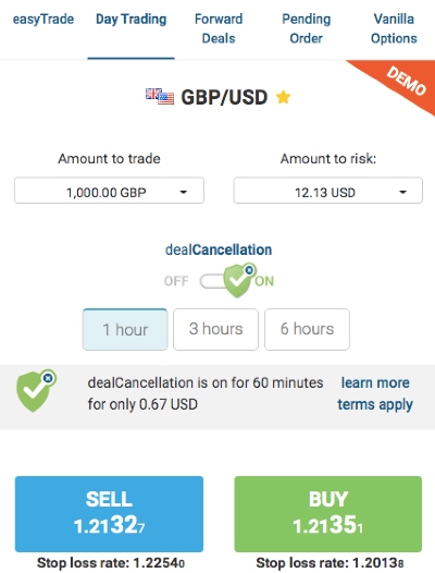 Using the dealCancellation risk tool at easyMarkets