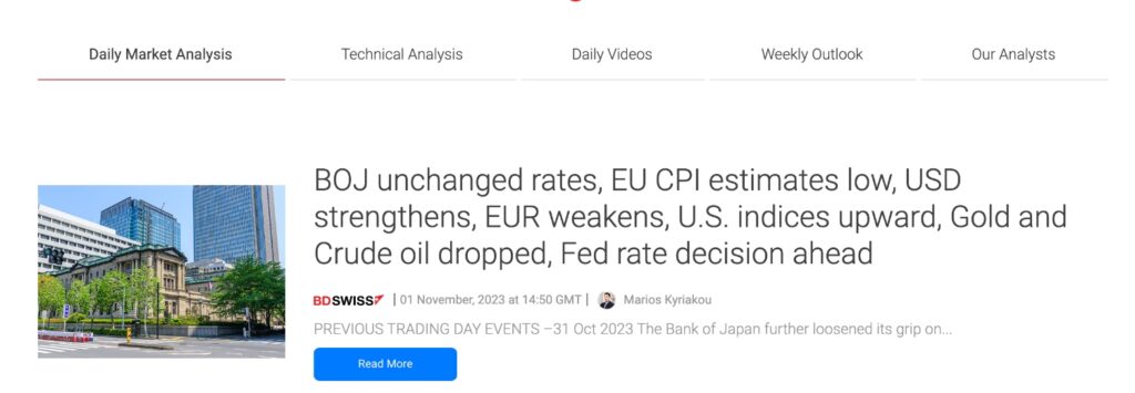 BDSwiss daily market analysis